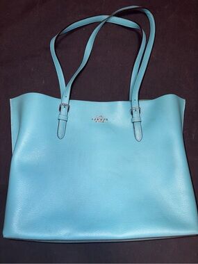 Coach Blue Leather Tote Laptop Bag